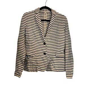 J. Crew Striped Knit Blazer size M Nautical Preppy Nantucket Natural fiber